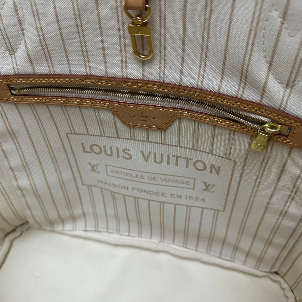 LV Neverfull MM Damier Azure Rose Beige - Picture 10 of 16